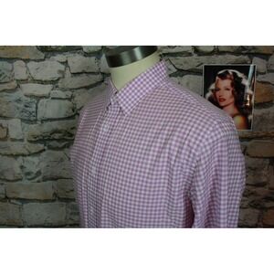 UNTUCKit Mens Large Purple Gingham Cotton Long Sleeve Button Down Shirt